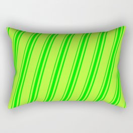[ Thumbnail: Light Green and Lime Colored Striped Pattern Rectangular Pillow ]