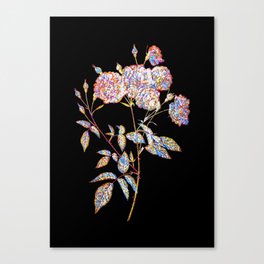 Floral Ternaux Rose Bloom Mosaic on Black Canvas Print