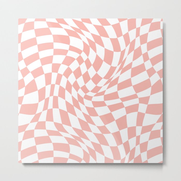 Twist checkers - Retro Pink Metal Print
