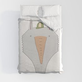 Hare with a carrot nose Duvet Cover