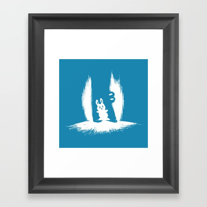 cornered! (bunny and crocodile) Framed Art Print