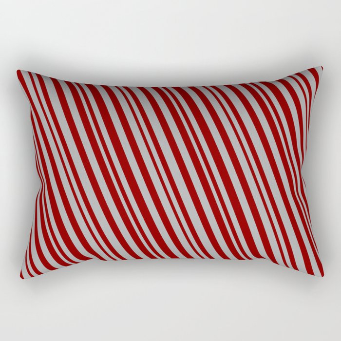 Maroon and Dark Gray Colored Striped Pattern Rectangular Pillow