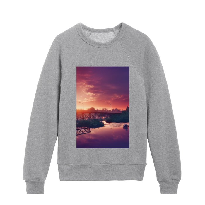 Bridge over a River Kids Crewneck