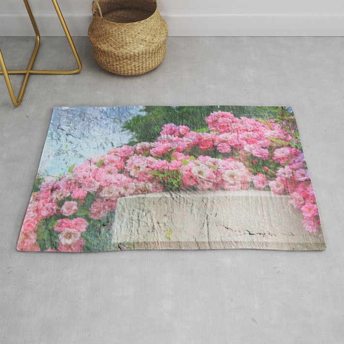 Cascade of Pink Roses Rug
