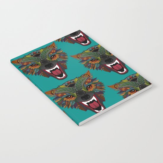wolf fight flight teal Notebook