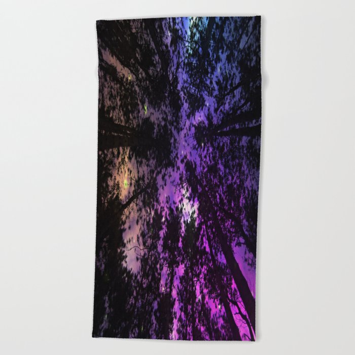 Starry Forest Escape Beach Towel