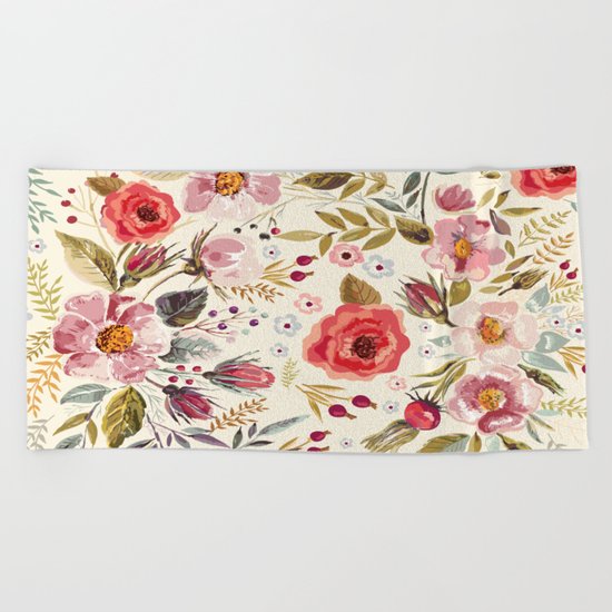 Floral Theme Beach Towel