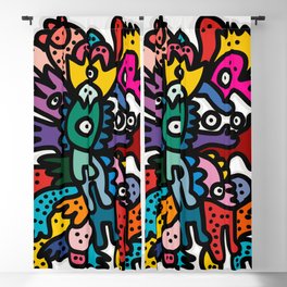Cool Street Art Fun Multicolor Creatures Blackout Curtain