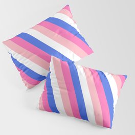 [ Thumbnail: White, Royal Blue, Hot Pink, and Light Pink Colored Stripes Pattern Pillow Sham ]
