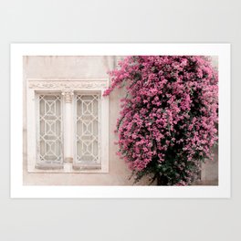 Pretty Window - Bougainvillea Flowers - Minimalist Portugal Travel Photography By Ingrid Beddoes Art Print