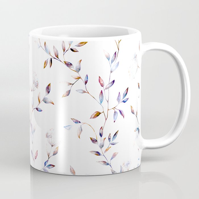 Vintage Floral Pattern on White Background Coffee Mug