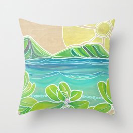 Naupakas in Paradise Surf Art by Lauren Tannehill Throw Pillow