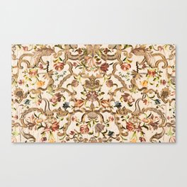 Vintage Ornate Red and Yellow Floral Embroidery Canvas Print