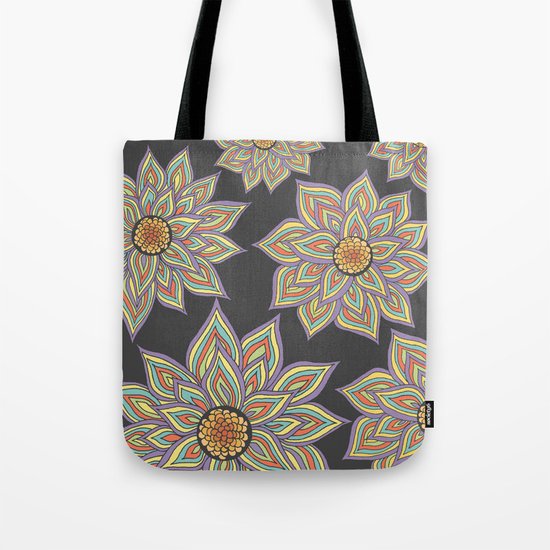 Floral Rhythm In The Dark Tote Bag