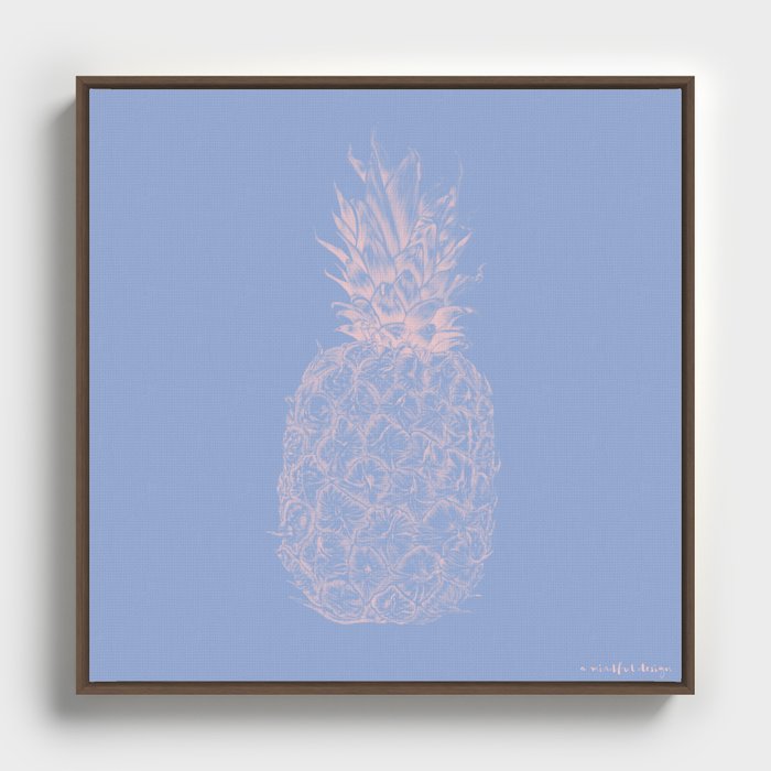 Piña Colada Forever | Pineapple Illustration in Serenity&Millennial Pink | L'ananas Framed Canvas