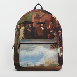 Classical Masterpiece 'The Treaty of Penn with the Indians' by Benjamin West Backpack