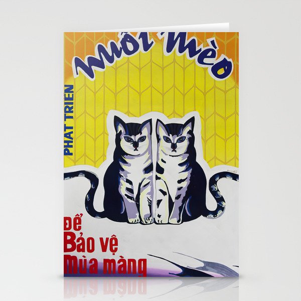 Vietnamese Poster: Breeding Cats to Protect our Crops Stationery Cards