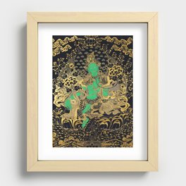 Green Tara Thangka, Buddhist Art Recessed Framed Print