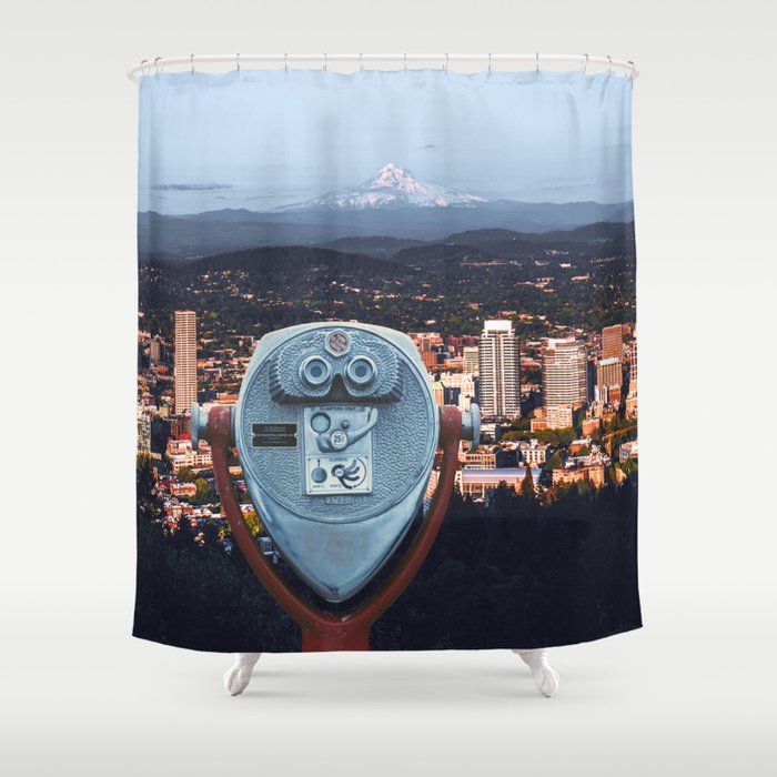 Portland Oregon Views | Mount Hood | Travel Photography and Collage Shower Curtain