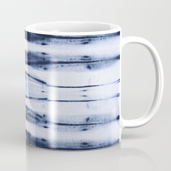 horizontal stripes shibori blue indigo Coffee Mug
