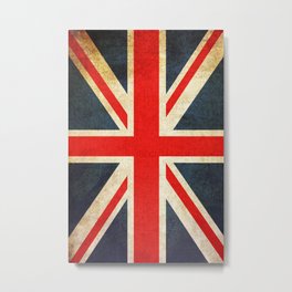 Vintage Union Jack British Flag Metal Print | Graphite, Graphicdesign, Grungy, Pattern, Acrylic, English, Red, Country, Ukflag, England 