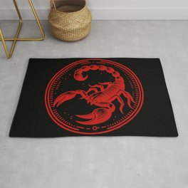 Red & Black Scorpio Scorpion Zodiac Symbol Area & Throw Rug