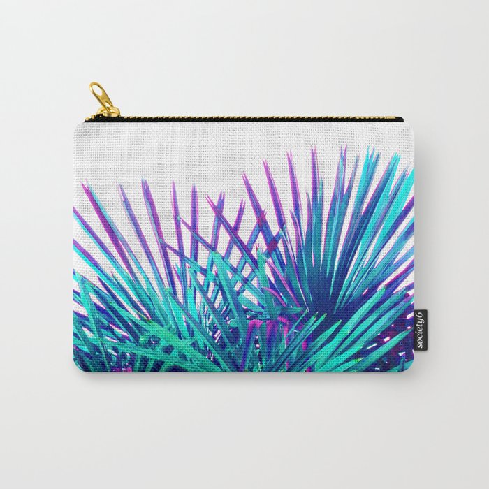 Cool modern teal purple gradient artistic palm tree tropical plants Carry-All Pouch