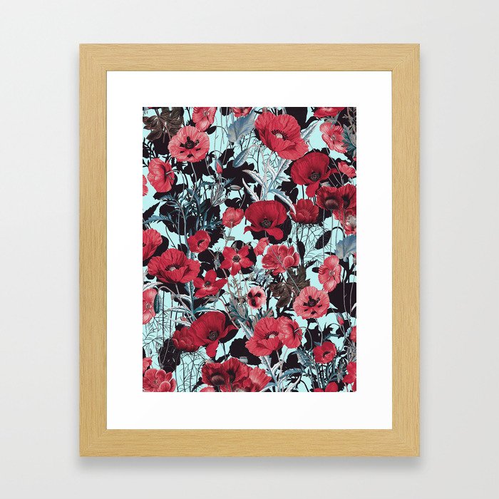 Poppy Floral Pattern Framed Art Print
