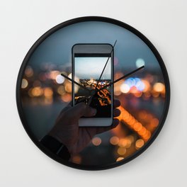 Picture of a picture - Cologne, Germany Wall Clock | Mobilephone, Cologne, Travel, Night, Smartphone, Bokeh, Picture, Landscape, Color, Germany 
