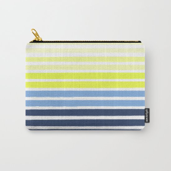 Stripes - Navy and Yellow -- Bright Summer Stripe Design for Cell Phone Case Carry-All Pouch
