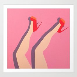 Red Pumps Art Print | Highheels, Painting, Redstiletto, Redheels, Fun, Hotpink, Pop Art, Woman, Girly, Illustration 