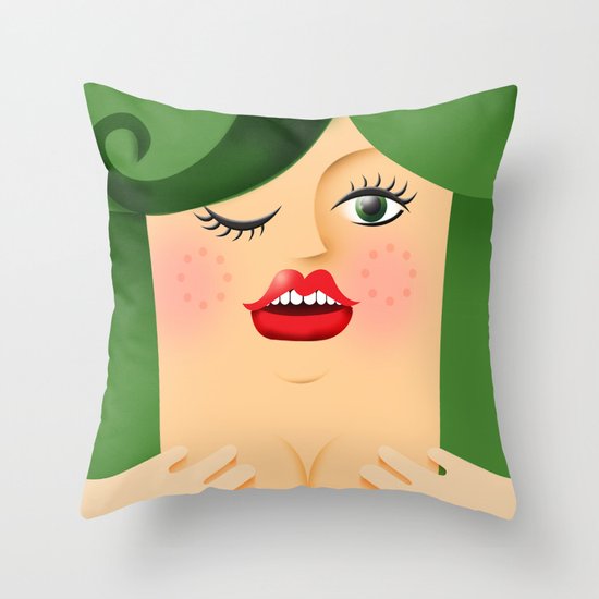 Lola Green Throw Pillow