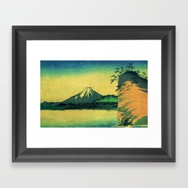 Days End at Biku - Nature Ukiyo Landscape in Green, Blue and Orange Framed Art Print