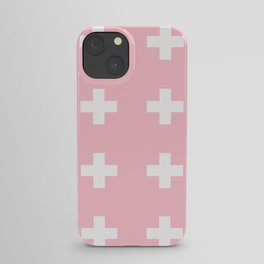 Medium Swiss Cross Pink Pattern iPhone Case