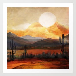 Desert in the Golden Sun Glow Art Print