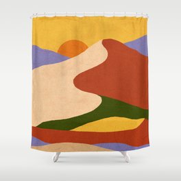 Dune #4 sunrise / sunset minimal abstract landscape illustration  Shower Curtain