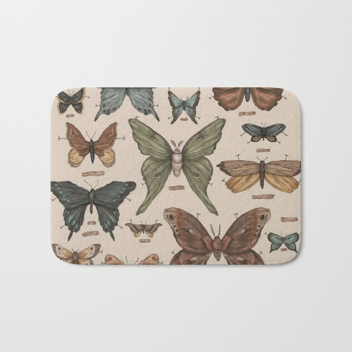 Butterflies and Moth Specimens Badematte | Drawing, Butterfly, Butterflies, Moth, Moths, Specimens, Collection, Curiosities, Viktorianisch, Monarch