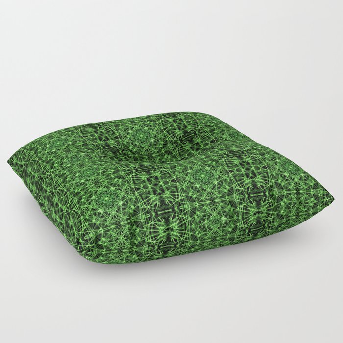 Liquid Light Series 25 ~ Green Abstract Fractal Pattern Floor Pillow