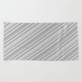 [ Thumbnail: Light Gray and Dark Gray Colored Lines Pattern Beach Towel ]