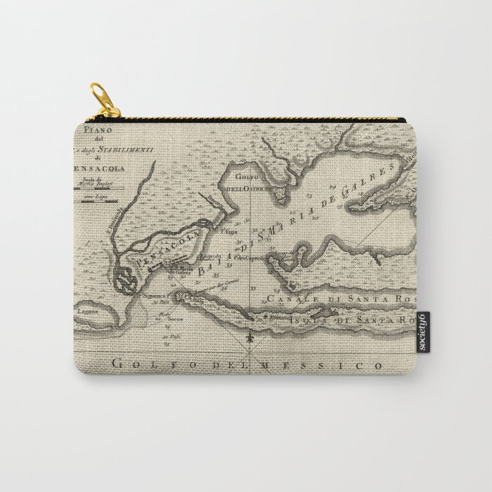 Vintage Map of Pensacola Florida (1763) Carry-All Pouch