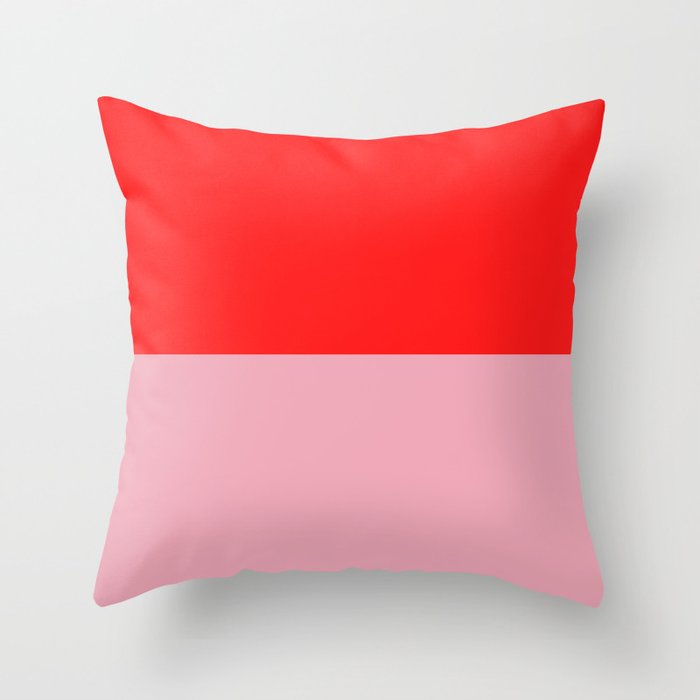 Watermelon Red & Peach Pink Color Block  Throw Pillow