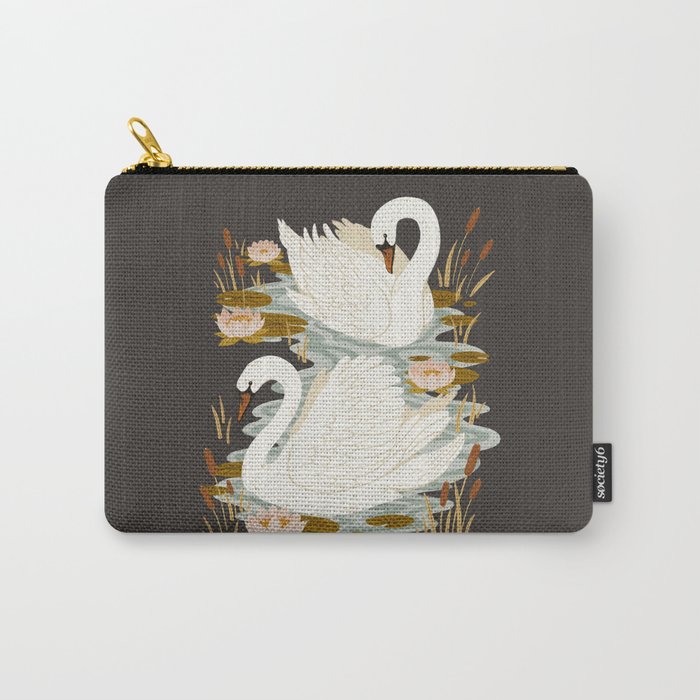 Swan Dance - Charcoal Black Background Carry-All Pouch