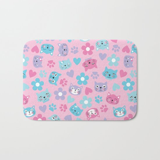 Kitty Cat Pattern by Everett Co Bath Mat