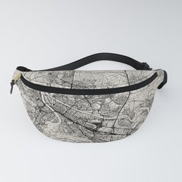 Mannheim, Germany - Black and White City Map Fanny Pack