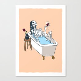 Skeleton Lady Taking a Bath Canvas Print