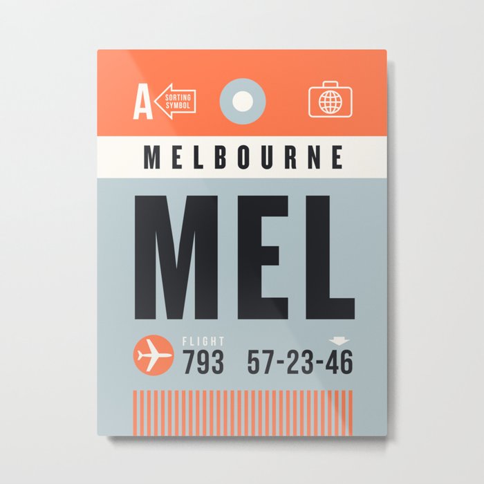 Luggage Tag A - MEL Melbourne Australia Metal Print