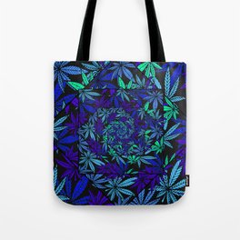 Aquatic Shades Marijuana Pot Leaf Kaleidoscope Mandala Tote Bag