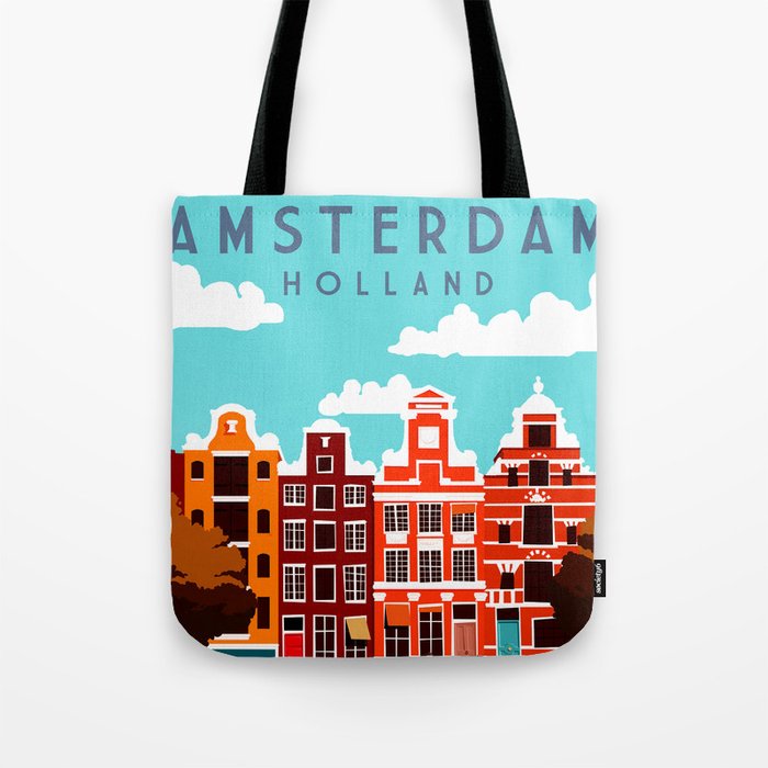 Vintage Amsterdam Holland Travel Tote Bag