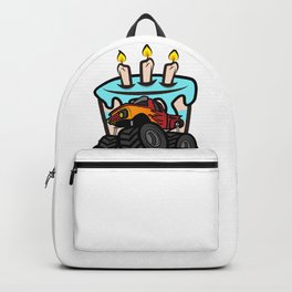 Kids Birthday Boy Monster Truck Crushing Cake design Gift Backpack