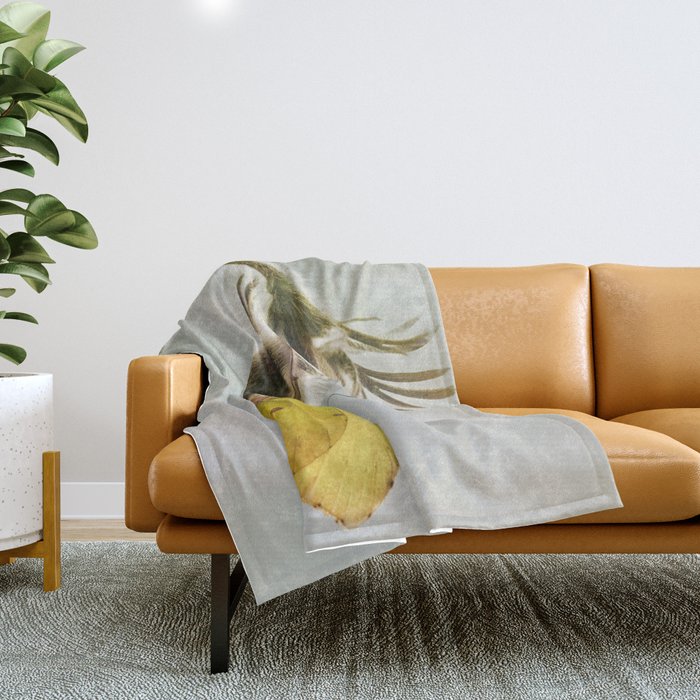 Spring impression with yellow butterfly Throw Blanket